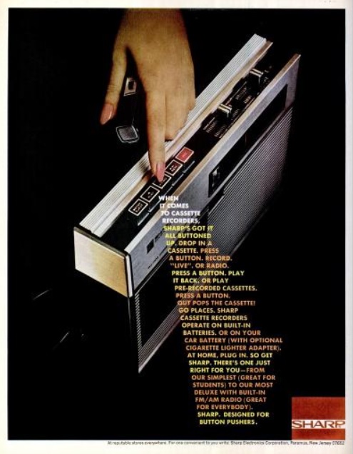 Sharp Cassette Recorder. ('LIFE' magazine, October 16, 1970)