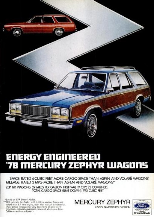 ’78 Mercury Zephyr Wagons. ('Popular Mechanics' magazine, December, 1977)