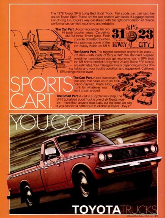 Toyota Trucks, ‘Sports Cart.' ('American Motorcyclist' magazine, June, 1978)