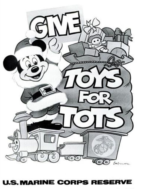 Mickey Mouse & The Marine Corps, ‘ Toys For Tots.' ('Orange Coast' magazine, October, 1978)
