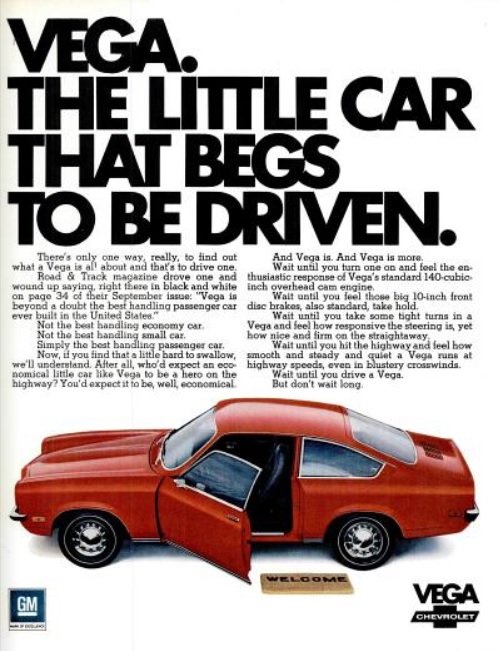 Chevy Vega, ‘Begs To Be Driven.' ('LIFE' magazine, March 05, 1971)
