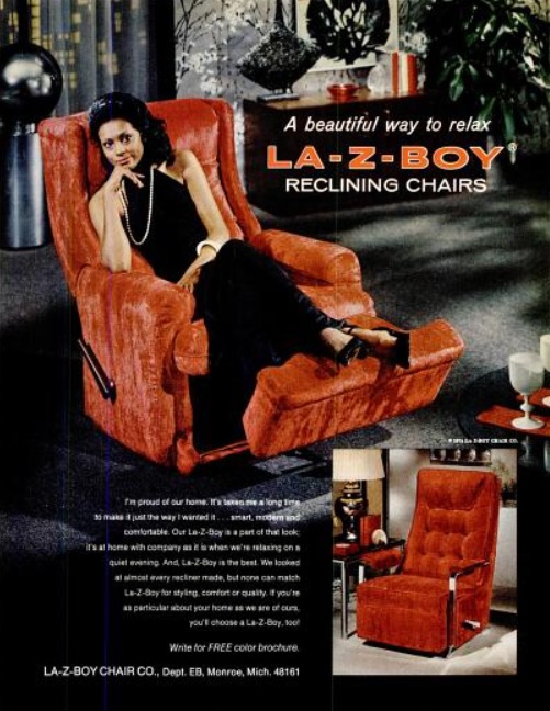 LA-Z-BOY Reclining Chairs. ('Ebony' magazine, December, 1974)