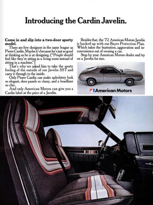 American Motors' Pierre Cardin Javelin SST. ('New York' magazine, March 20, 1972)