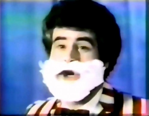 Shaving cream beard! You know you're trying this next shave. (Gillette Foamy commercial, 1973)