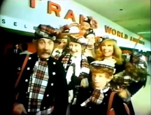 Peter Sellers & the Tartan Clan. (TWA commercial, 1975)