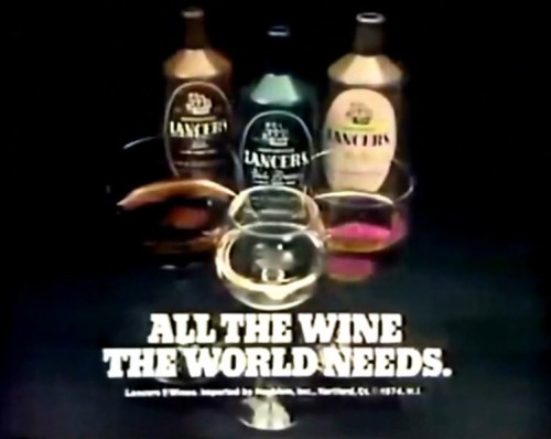 You could not possibly need any more wine than this. (Lancers commercial, 1974)
