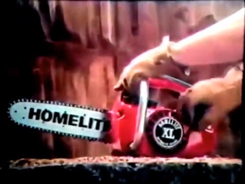 Careful with that chainsaw, Eugene! (Homelite commercial, 1975)