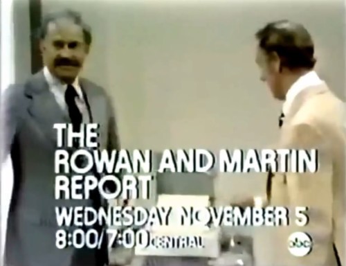 Dan Rown and Dick Martin checking the news ticker. (ABC promo, 1975)