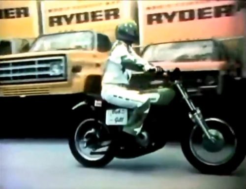 Bob Gill prepares for the big Ryder jump. (Ryder commercial, 1973)