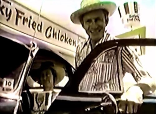 Country-style couple loves Kentucky Fried Chicken BBQ-style (1976).