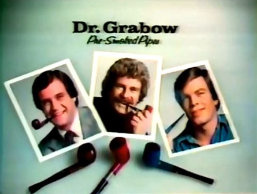 Sure, Erin Gray looks great in this spot, but I can't help myself. Here's a shot of 70s cheesiness instead. (Dr. Grabow Pipes commercial, 1977)