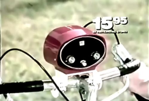 Horn and reflector built right in. All you need is a thermos and your road trip is set! (Radio Shack commercial, 1976)