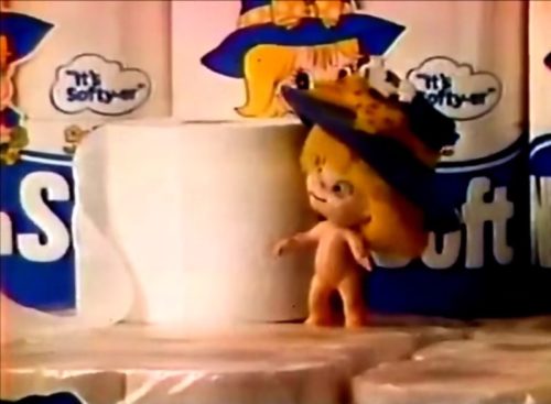 Just a hat. That's all Lil' softy needs to get by. (Nice'n Soft commercial, 1979)