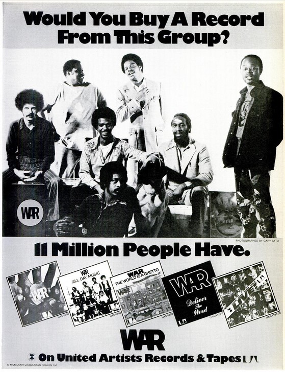 Classic 70s Music Ads: WAR, '11 Million Records' (1974) | Bionic Disco